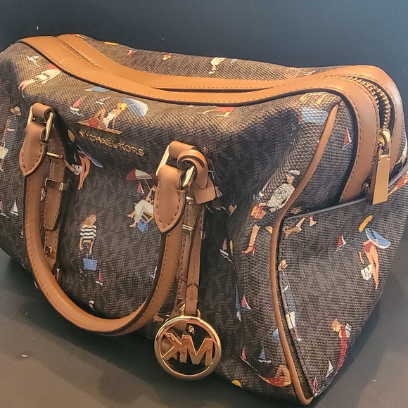 Michael Kors Brown Satchel with Nautical Print NO MAJOR CALLOUTS - Picture 4 of 9